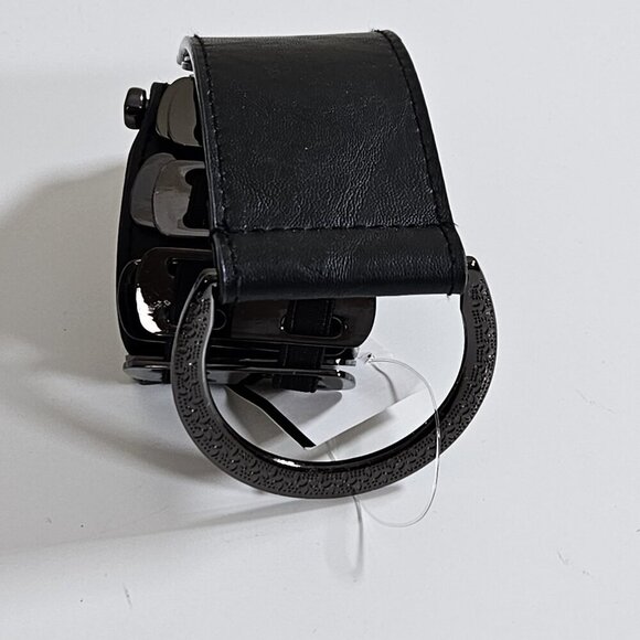 Bruges Belt Womens M/L Black Metal Faux Leather Buckle Stretch Steampunk Hippie - Picture 3 of 15